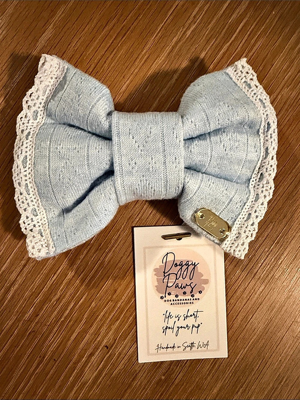 Doggy Paws Lace-Trim Dog Bow NWT